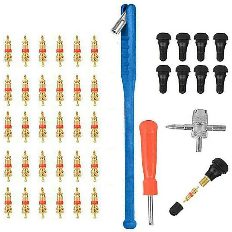 TOP 43Pcs Car Tyre Valve Repair Tool Kit Installation Tools Electric