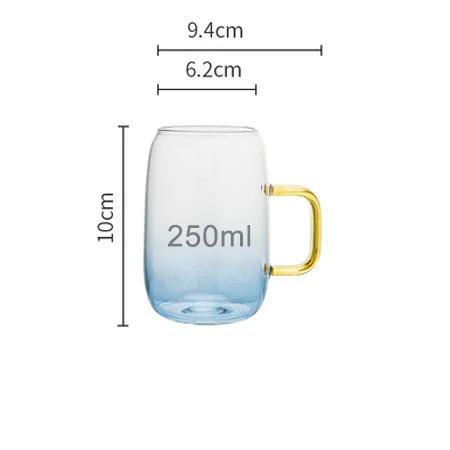 Mug 1400 мл градиентный синий чайник для воды, термостойкий боросиликат стеклянная кружка кофе горячая холодная вода офисный чайник кувшин чашка - Цвет: Mug