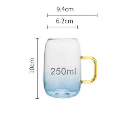1400 мл градиентный синий чайник для воды, термостойкий боросиликат стеклянная кружка кофе горячая холодная вода офисный чайник кувшин чашка - Цвет: Mug
