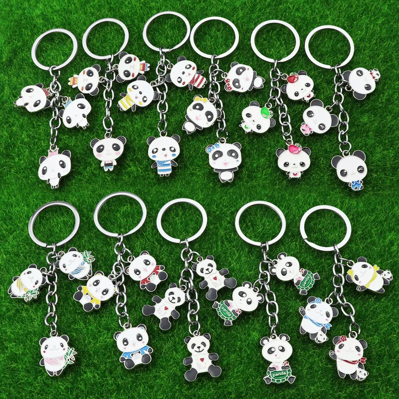 Metal Keychains Cute Panda Keychain Creative Gifts Metal Key Ring Key Pendants Do Logo