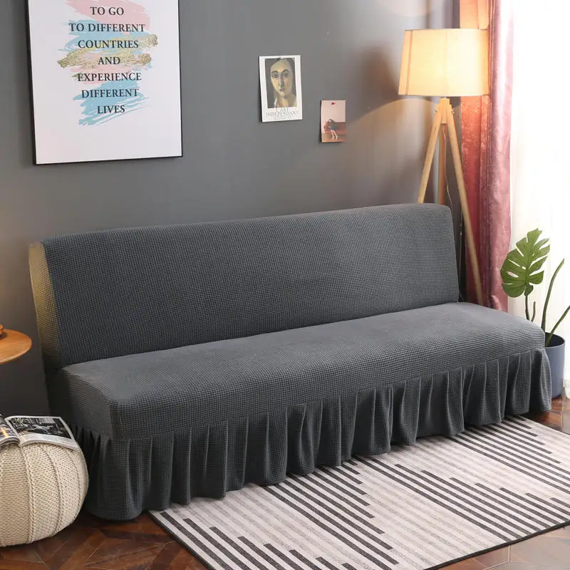 Armless Folding Sofa Bed Cover Stretch Slipcovers 3 Seater Without Armrest Sofa Covers for Living Room Universal Couch Cover 2