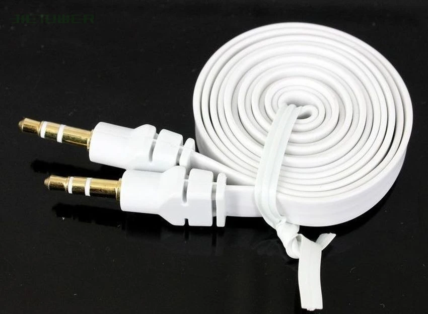 Audio Aux Cable 1m Flat Noodle 3 5mm to 3 5mm Car Stereo AUX Extended Auxiliary Cord for Xiaomi MP3 PC Headphone Speaker 100pcs