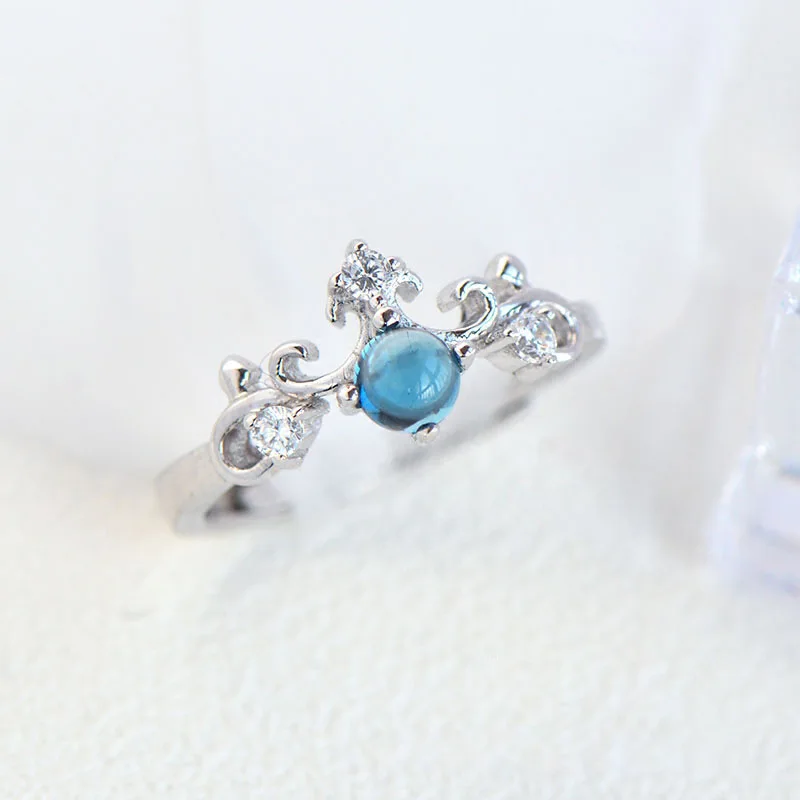 Bague Ringen S925 ювелирные кольца для женщин Простые Классические топаз Сапфировая Корона Женское Обручальное Кольцо подарки на день Святого Валентина