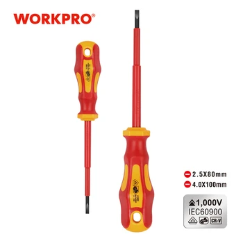 

WORKPRO VDE Insulated Screwdriver CR-V High Voltage 1000V Magnetic Slotted Screwdriver Durable Hand Tools