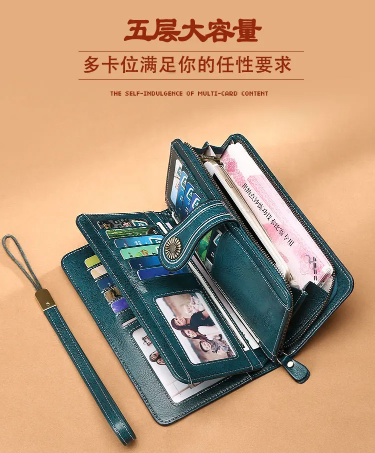 New Women's Wallet Long Leather Zipper Wallet Coin Multi-card Position Multi-functional Large Capacity Handbag