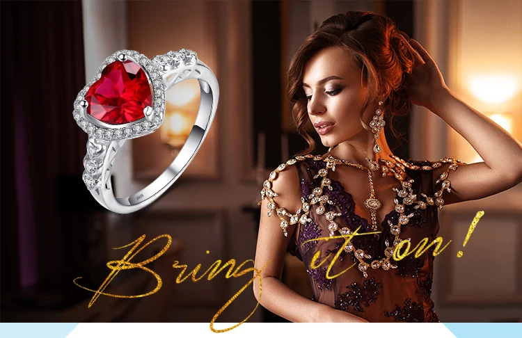 Jewelrypalace Сердце океана 2.7ct создан красный рубин любовь навсегда Halo обещание кольцо стерлингового серебра 925 Свадебные украшения для Для женщин