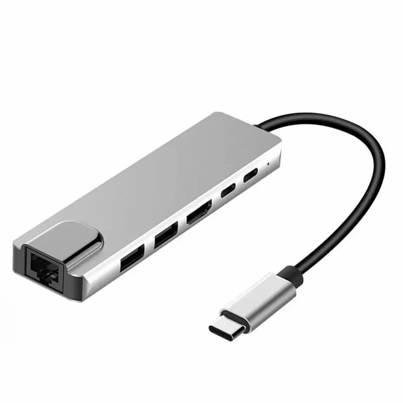 Высокая Скорость USB3.1 type-C на HDMI+ RJ45 6-в-одном USB Hub адаптер док-станция для 4,5 W 1000 Мбит/с прочный и практичный в использовании