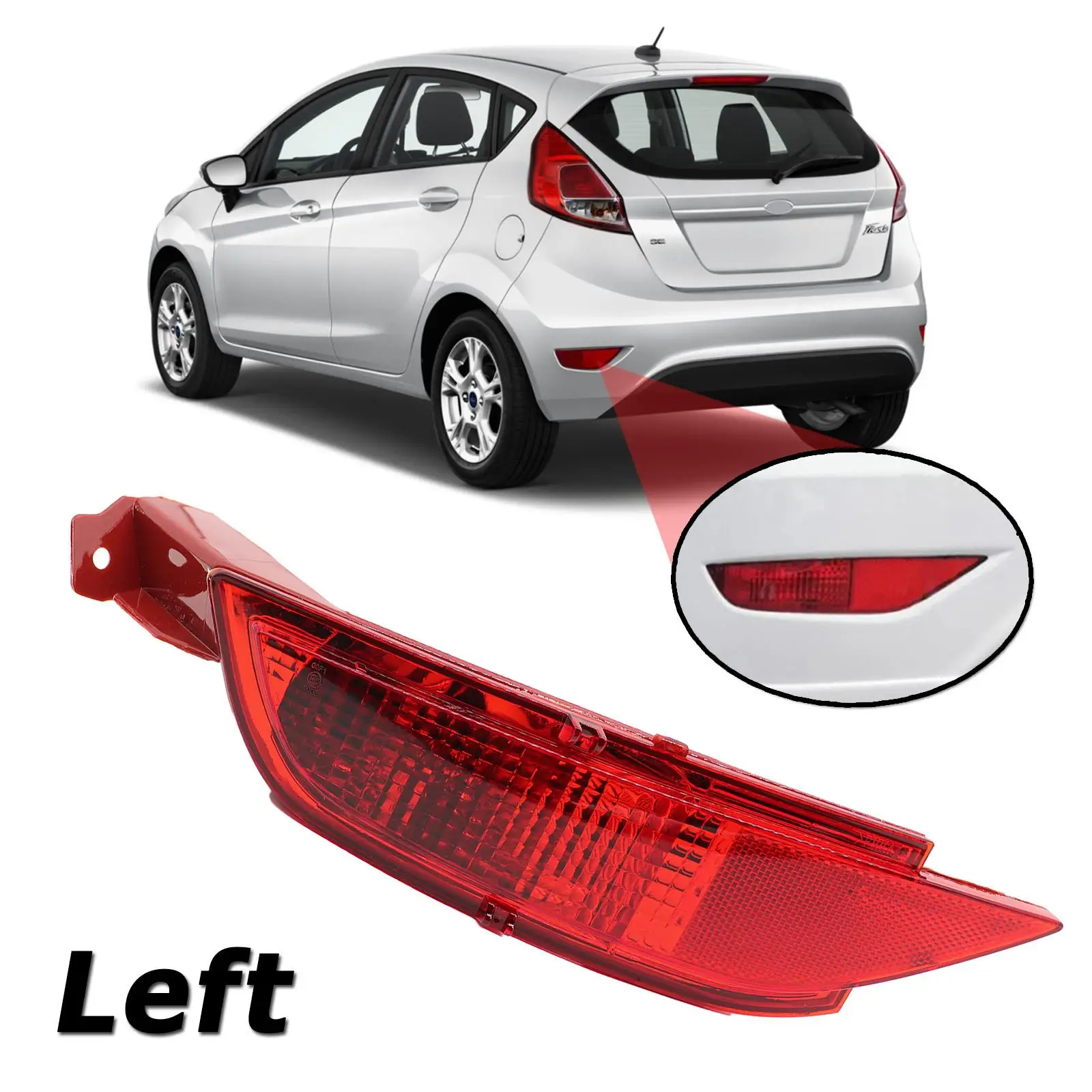 Left Rear Bumper Reflector Fog Lamps Tail Brake Light For Ford Fiesta ...