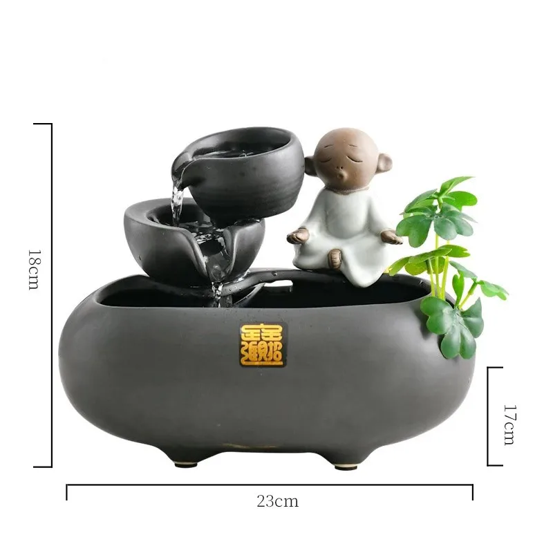 Ceramic Water Fountain Ornament Home Decoration Living Room Little Monk Feng Shui Waterscape Office Desktop Humidification Gifts - Цвет: D