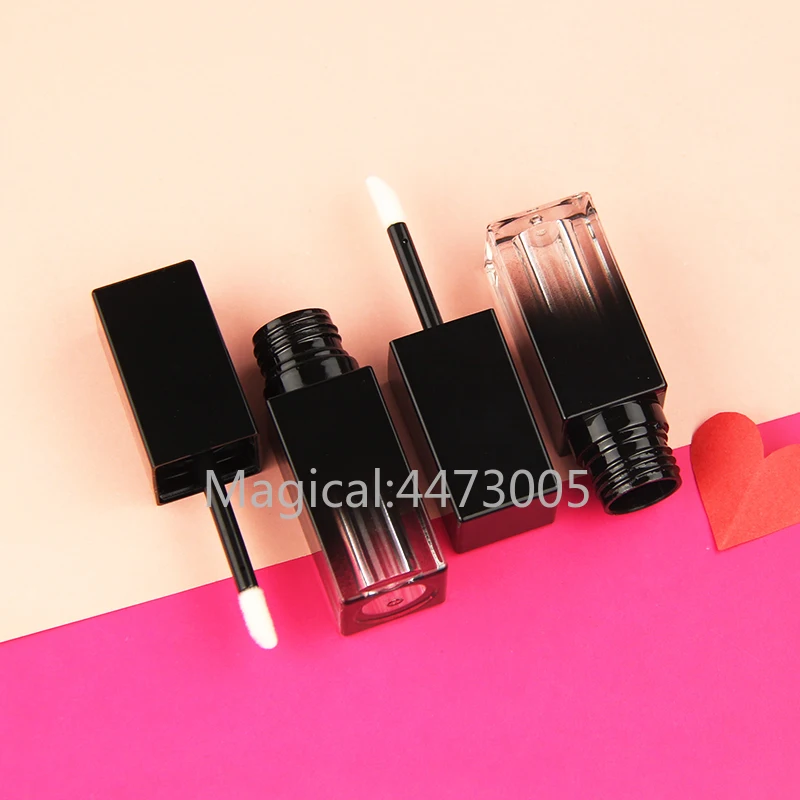 10/30/50pc Black Gradient Square Lip Gloss Bottle Empty Makeup DIY Lip Glaze Tube Cosmetics Container Lipgloss Shell Packaging
