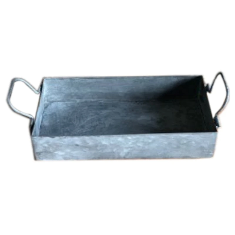 

TOP!-Rectangular French Country Antique Iron Serving Trays Retro Metal Storage Sundries Tray Breakfast Bread Cake Plate Square B