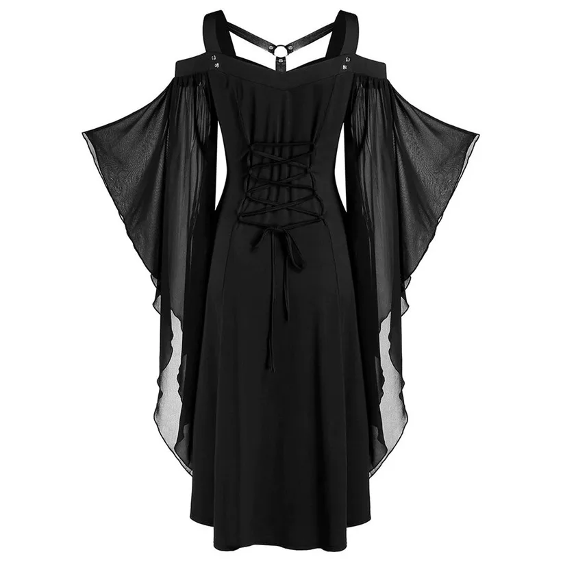 Женское винтажное готическое платье размера плюс, L-5XL с рукавом-бабочкой, с открытыми плечами, на бретелях, Женский костюм для косплея, вечерние платья для шоу 910