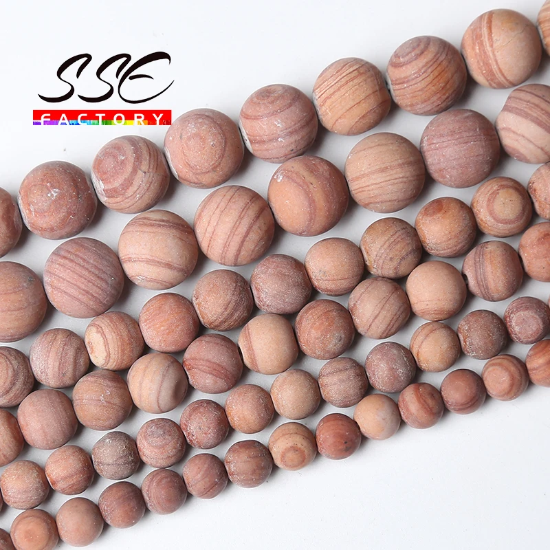 Perline Jaspers In Legno Arancione Opaco Opaco Opaco Perline Sciolte Rotonde In Pietra Naturale Per Gioielli Che Fanno Braccialetti Fai-Da-Te Collana 
