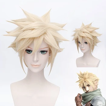 

High Quality Anime FF15 FINAL FANTASY 7 Cloud Strife Cosplay Wig Light Golden Short Heat-resistant Fiber Hairpiece Costume Wigs