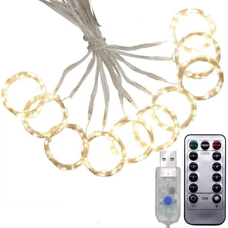 

USB Led Curtain Fairy String Light Flash Copper Wire Remote control 3x3M Led Christmas Light For Wedding Home Garden Party Decor