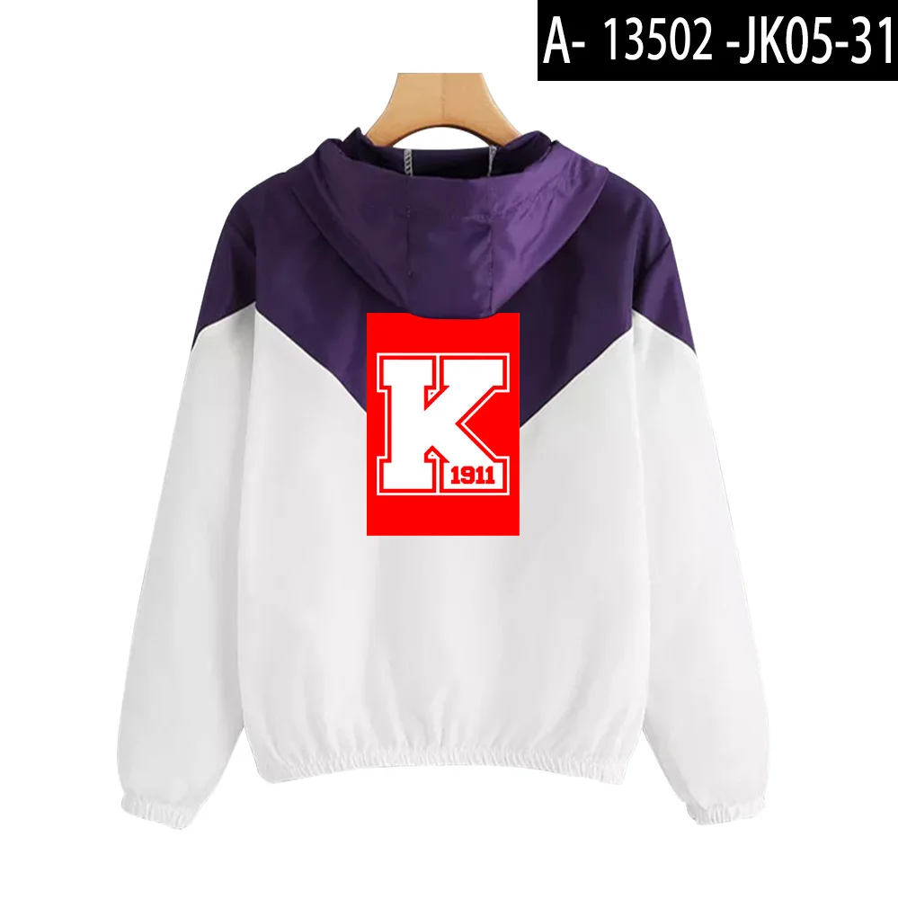 Riverdale Jackets Female Long Sleeves Women Clothing Color Matching Elastic Waist Hooded Jackets Europe And The United States - Color: purple