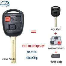 FCCID :HYQ1512V , 3 Buttons Short Blade Remote Key Fob 315MHz With 4D68 Chip for Lexus GX470 LX470 Dealer Part: 89070 60801