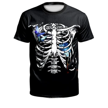 

New horror thriller skull Cosplay Halloween costume costume horror short-sleeved T-shirt sleeve anime cartoon unisex