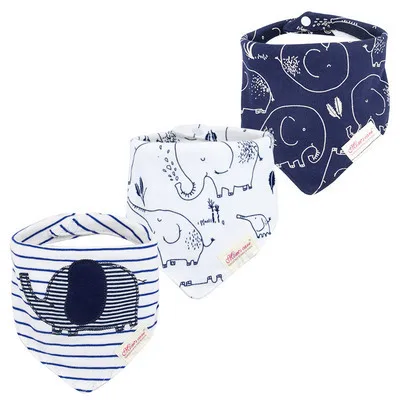 3Pcs Pack INS Style Triangle Bibs For Newborns Baby Boys Cute Print Cartoon Pattern Soft Cotton Saliva Towel Kids Accessories