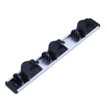 

Equipment holder Wall bracket for brooms, mops and garden tools Aluminum order bar, 3 slots and 4 hooks