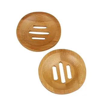 

2pcs Soap Holders Bamboo Round Hollow Soap Box Container Soap Dish For Bathroom Storage Rack