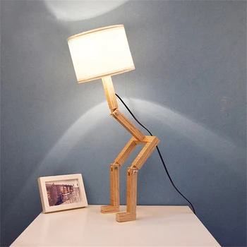 Lámpara de mesa LED E27 de madera para dormitorio, Luz nocturna para sala de estar, oficina, estudio de interior, Luz de lectura plegable creativa
