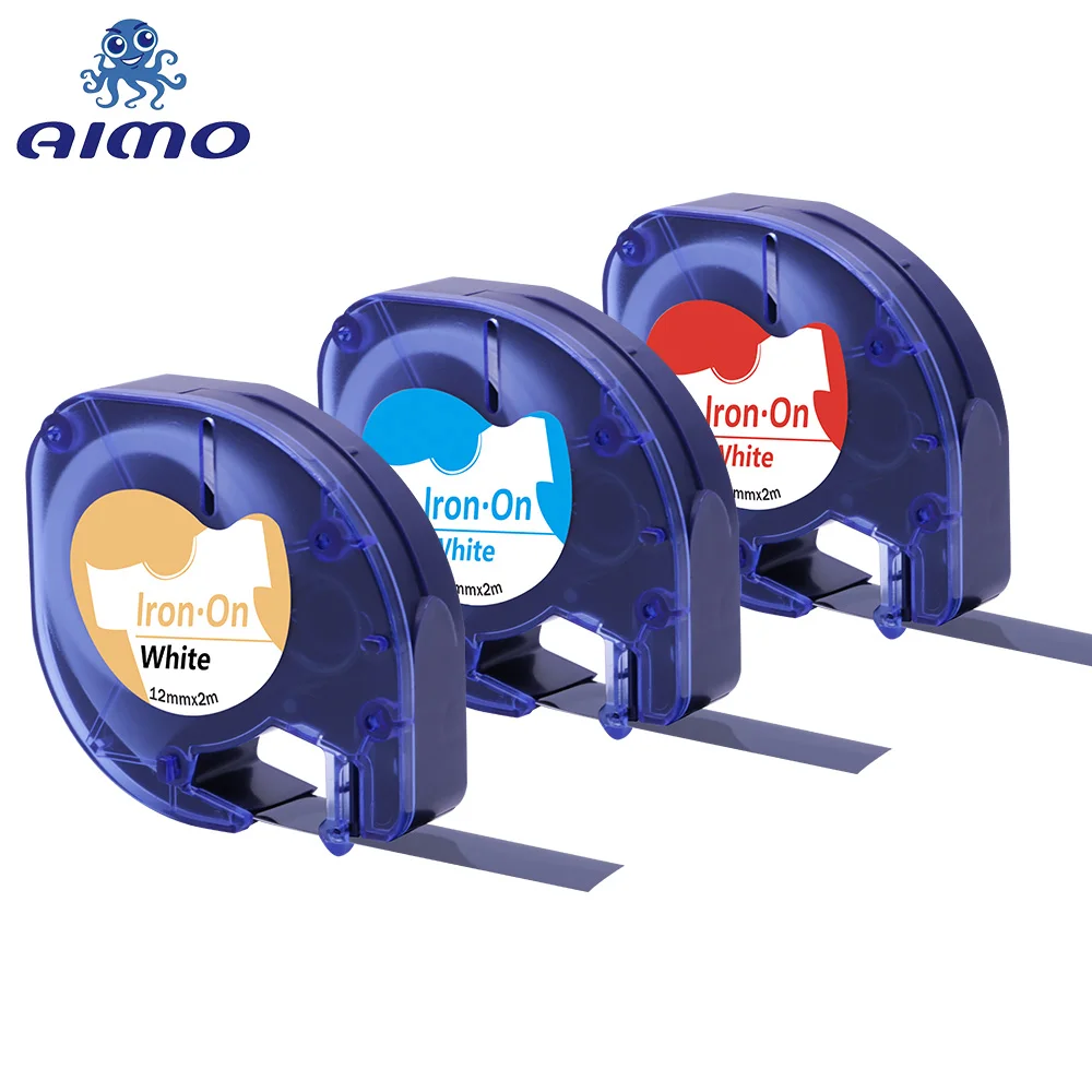 AIMO 3 шт. Dymo 18771 (18768 18769 18770) ткань железо на черном белом 12 мм совместимая лента LetraTag