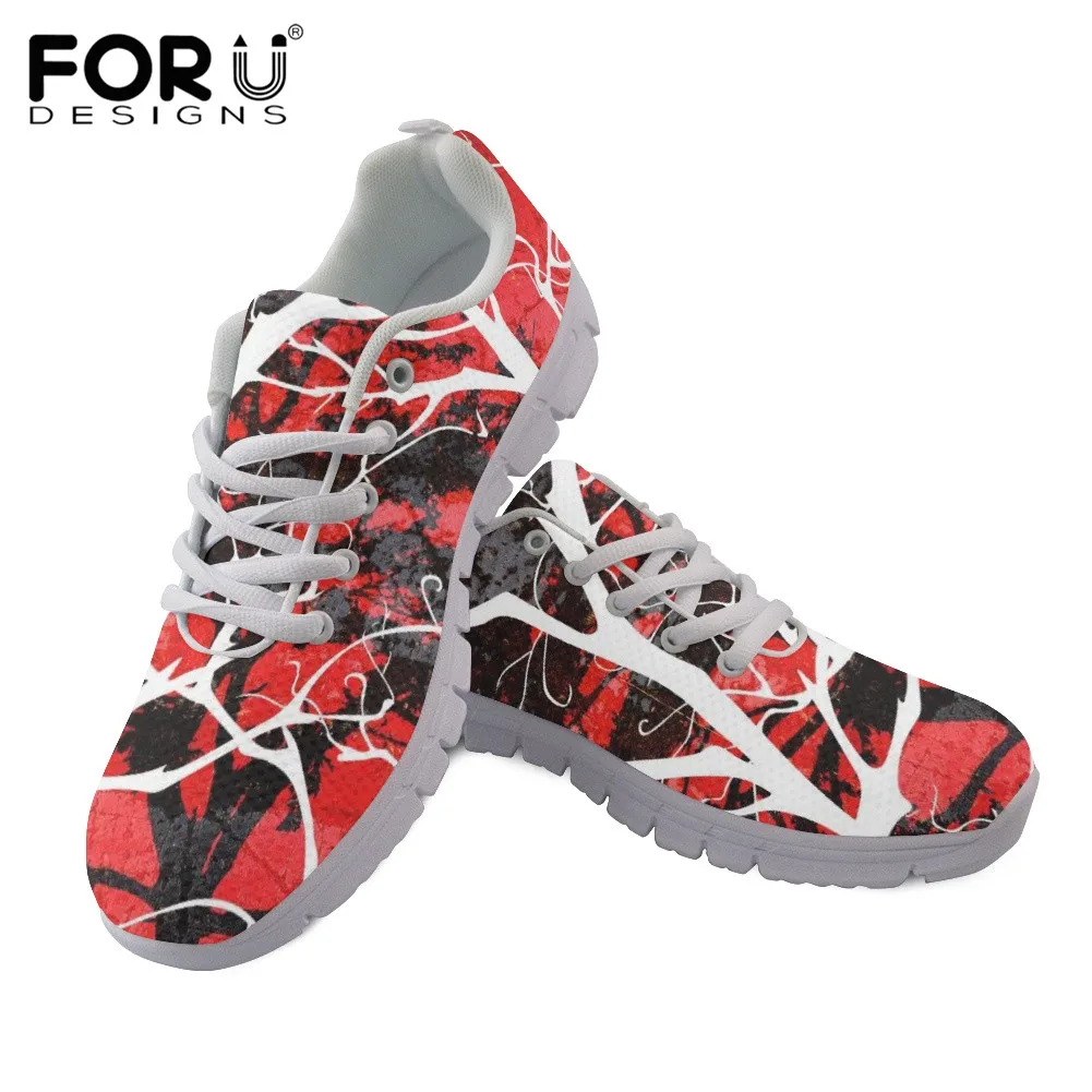 

FORUDESIGNS Women's Casual Sneaker Shoes Special Tree Trunk Pattern Flats Lace Up Shoes for Ladies Comfort Footwear Mujer 2021