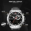 NAVIFORCE Silver Stainless Steel Men Army Military Dual Display Quartz Led Clock Male Waterproof Watches relogio masculino 9163 ► Photo 3/6