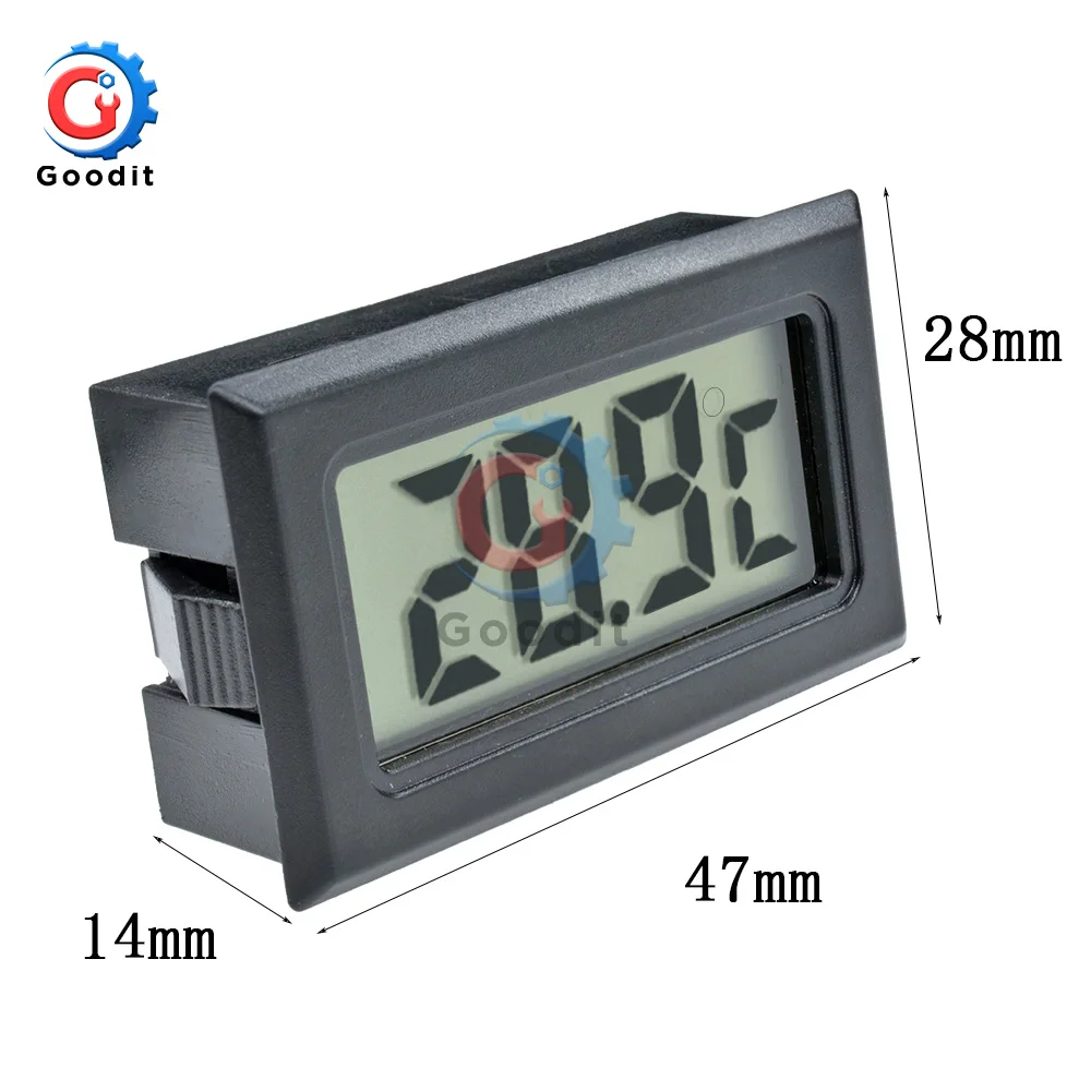 Цифровой мини-термометр с ЖК-дисплеем-50~ 110 ℃, термометр для холодильника в помещении и на открытом воздухе, 1 м для температуры морозильной камеры, черный