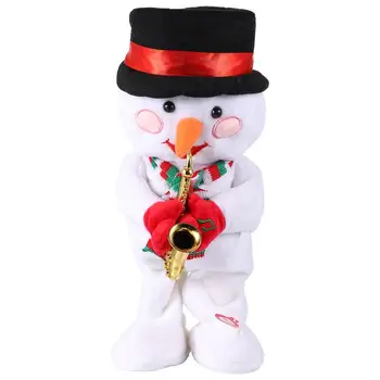 

1Pc Christmas Electric Toy Funny Adorable Snowman Ornament Christmas Adornment Saxophone Plaything for Store