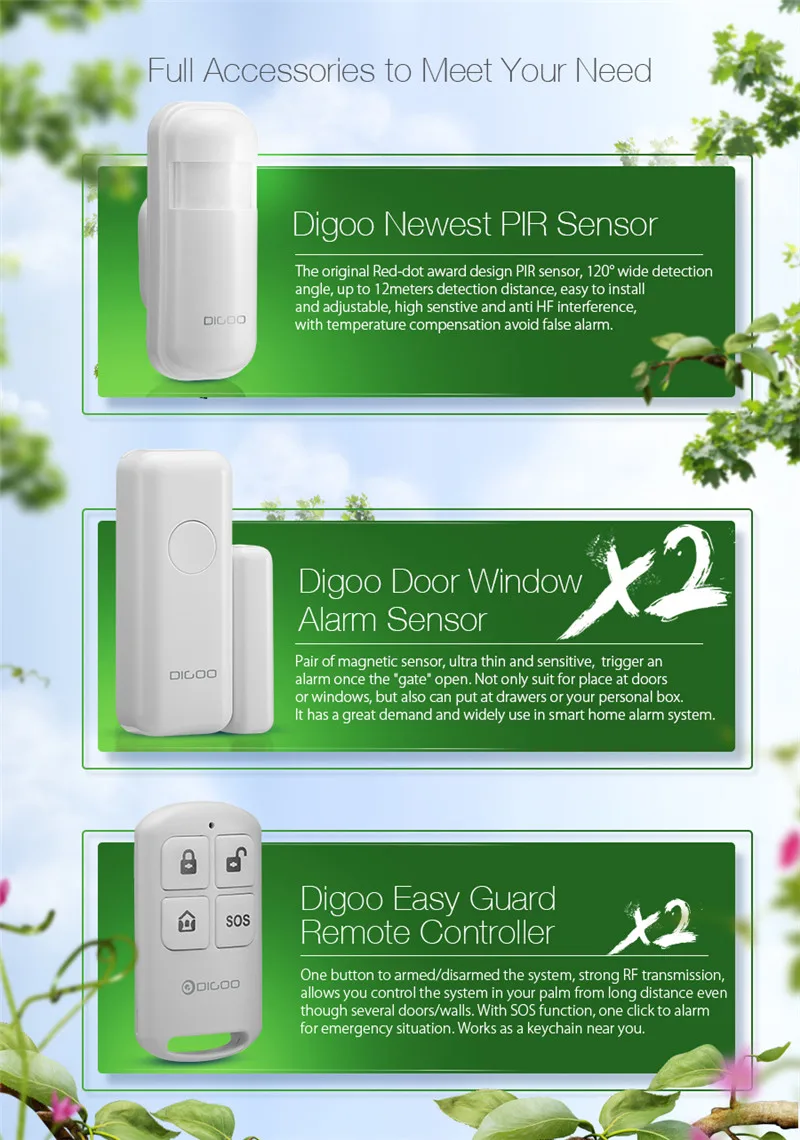 Digoo DG-HOSA 433 МГц беспроводной GSM и wifi DIY умный дом Охранная сигнализация наборы инфракрасного датчика движения