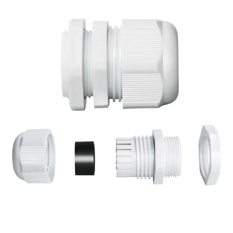 Cable Gland 10pcs IP68 M12 M16 M18 M20 M22 for 3-14mm Wire Cable CE White Black Waterproof Nylon Plastic Cable Gland Connector