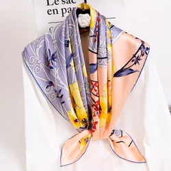 100% Pure Silk Square Scarves Women Silk Bandana Foulard Cheveux Print Headscarf Hangzhou Silk Neckscarf Echarpe Femme 88x88cm