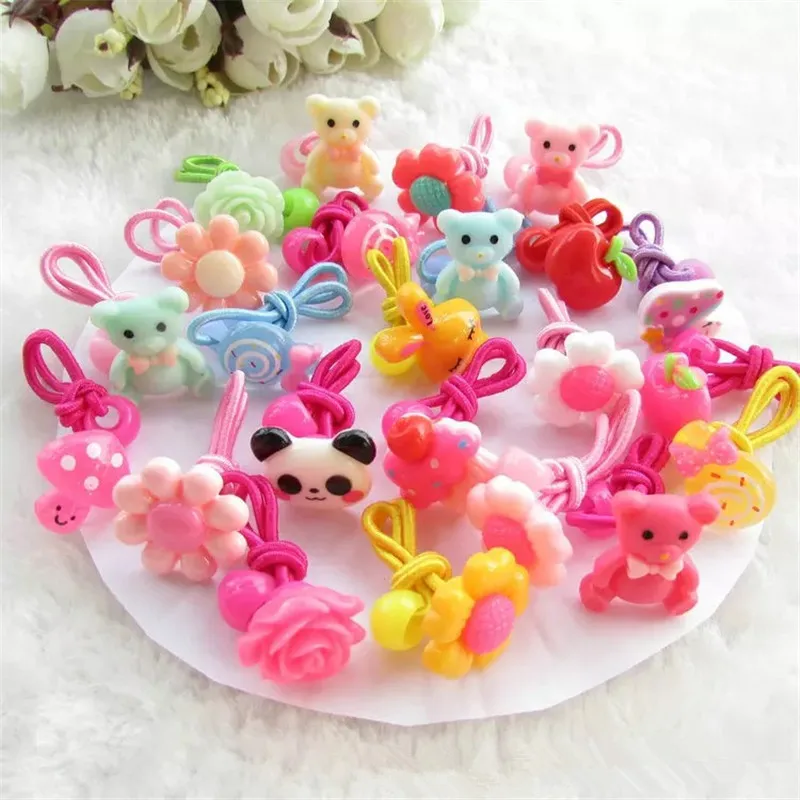 style3 10pcs Модные аксессуары для волос, 10 шт. Мультяшные зажимы для волос, повязка на голову для девочек с цветочным бантом, эластичные резинки для волос, милые заколки из смолы, шпильки с утками - Цвет: style3 10pcs