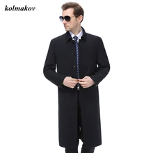 KOLMAKOV, Новое поступление, стильный мужской бутик, Бизнес Стиль, повседневный Тренч, однотонный, отложной воротник, закрытая кнопка, х-длинный Тренч, одежда