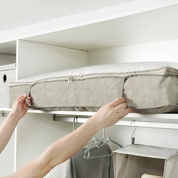 

2pcs Blankets Storage Case Portable Handles Large Capacity With Clear Window Foldable Underbed Bag Zippered Organizer Clothes