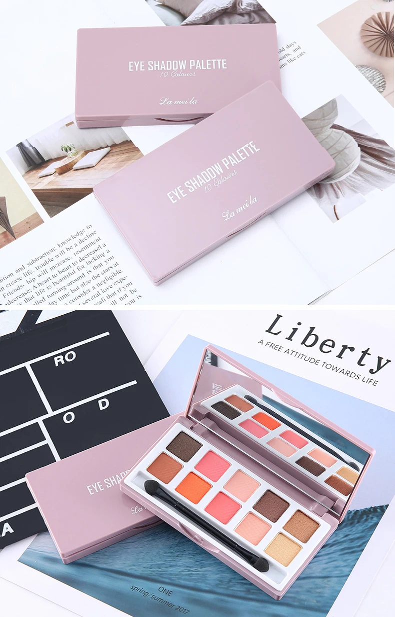 Матовый телесный 10 цветов блестящие тени для макияжа Pallete матовые тени для век Палитра мерцающие алмазные тени для век порошок пигмент TSLM1