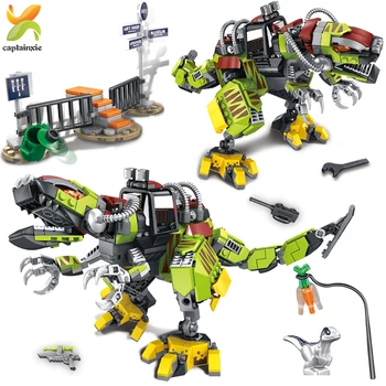 

480Pcs World Jurassiced Mecha Dinosaur Weapon Park Building Blocks City Dragon Figures Educational Bricks Toys For Children Gift
