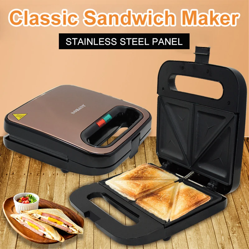 

Multifunction Fully Automatic Electric Sandwich Maker Mini Bread Grill Stainless Steel Black Home Breakfast Machine