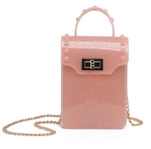 Трендовая Новая женская желеобразная сумка для телефона, сумка через плечо, женская прозрачная мини-сумка через плечо для телефона, прозрачная сумка через плечо для девушек - Цвет: Pink 12x5x16cm