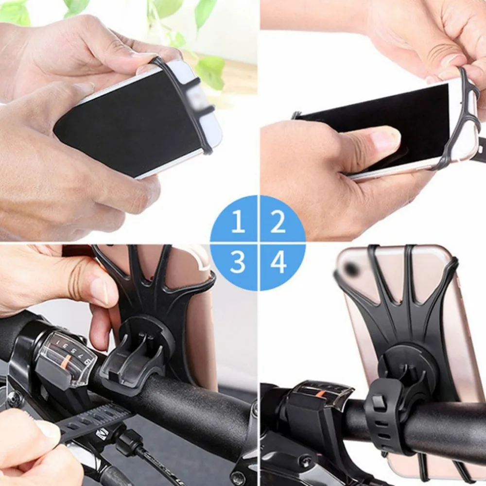 Silicone Bicycle Phone Holder for IPhone 11/6/7/8/X/Xr for xiaomi 4.0 -6.1 Inch Phone Cell Phone Mount Band Bike GPS Clip mobile stand for bike