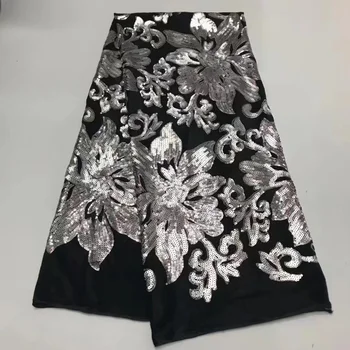 

New arrival African French Tulle Lace Fabric High Quality Sequins Luxury Embroidery Net Lace Fabric for Nigerian Wedding Dress