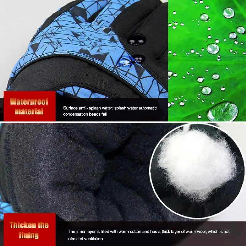 Winter Gloves Solid Color Warm Waterproof Windproof Gloves Anti-Lost Clip for Cycling Skiing Ski Gloves Waterproof Gloves