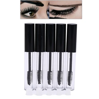 

5pcs Portable 8.5cm Empty Mascara Tube Eyelash Vial Liquid Bottle Container Black Cap Refillable Bottles