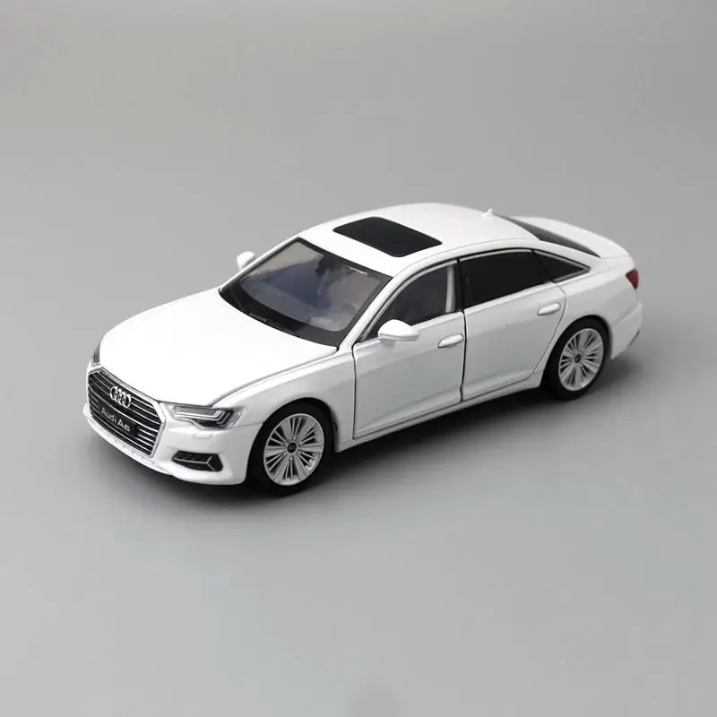 JACKIEKIM-modelo de juguete fundido a presión, escala 1:32, Super coche Audi A6, puertas que se pueden abrir, sonido y luz, Colección educativa, regalo para niños