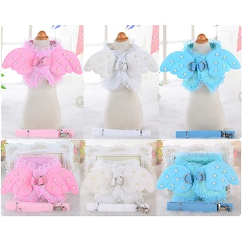 

Pet Dog Harness Leash Beautiful Angel Wing Princess Puppy harness with Pearl Accessories Adjustable Leashes For Small Dogs &