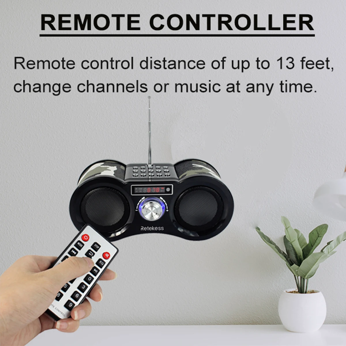 Pаспродажа Retekess V113 fm радио стерео Цифровой Радиоприемник динамик USB диск TF карта MP3 музыкальный плеер камуфляж + пульт дистанционного управления