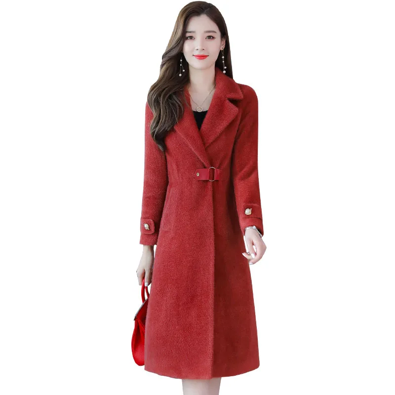 

2023 Winter Women Clothing Winter Fur Coat Ladies Elegant Slim Imitation Mink Velvet Coats Women Thick Warm Fur Overcoat OK1303