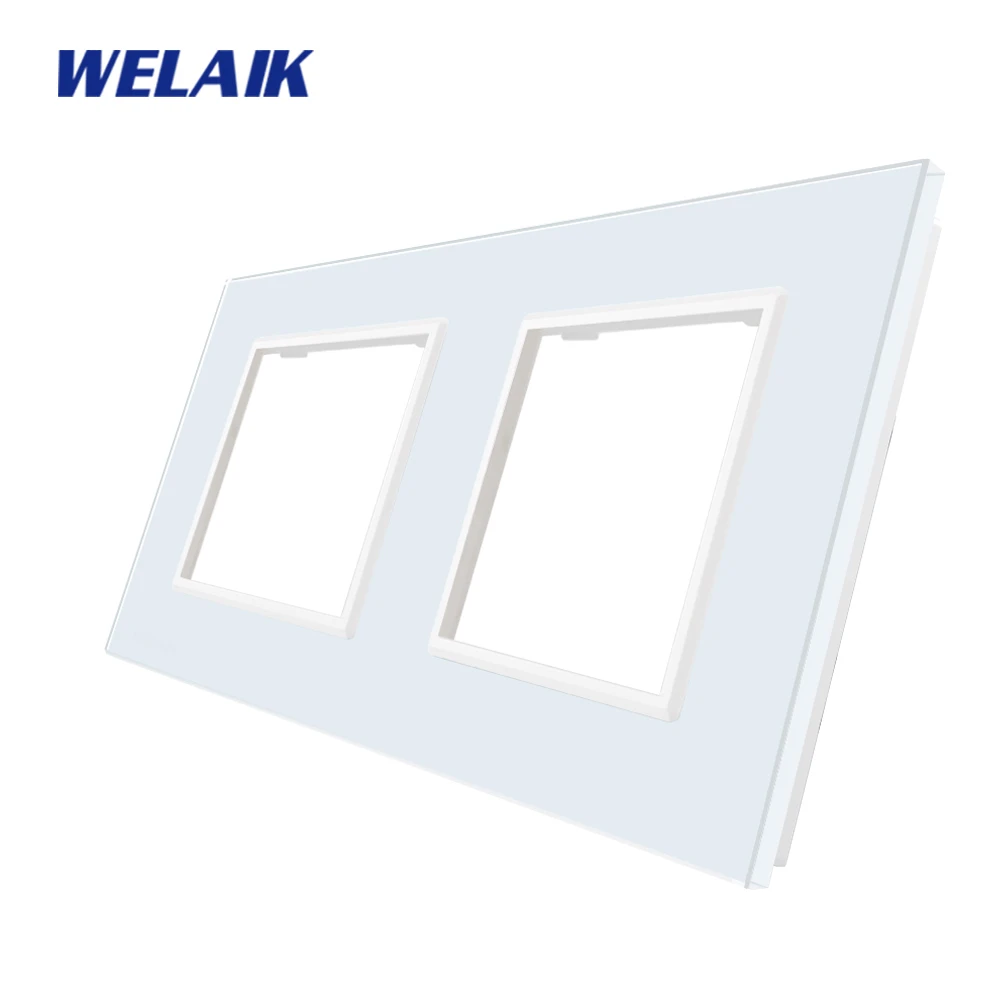 

WELAIK-1 Brand Free Shipping 2Frame EU Crystal Glass Panel Only European standard Wall Socket Square Hole Glass Panel A288W1